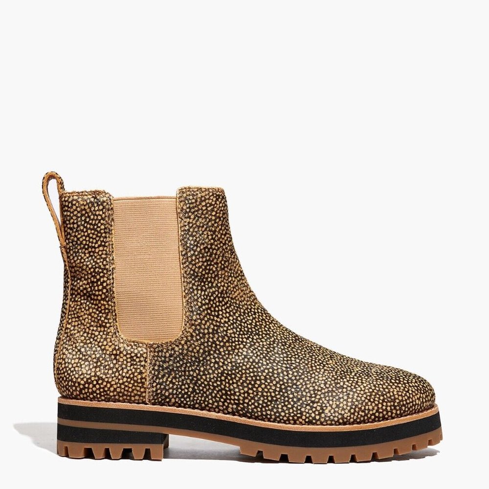 Madewell Ivy Chelsea Boot Mini Dot Calf Hair Size 7.5 NWT (Fits size 6.5 - 7)